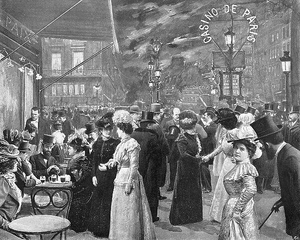 Paris Nightlife. The terrasse of the Cafe de la Paix Date: 1898