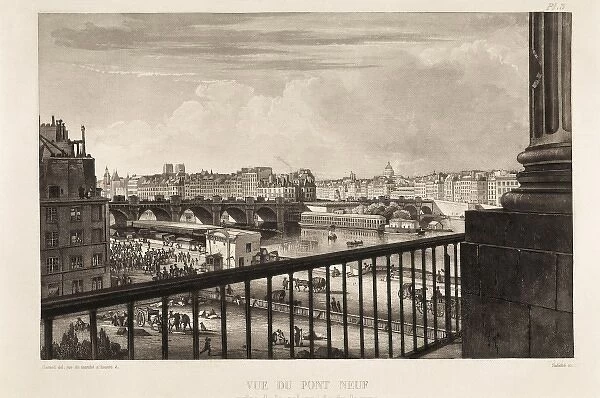 Paris. Pont Neuf, 19th c. Litography. SPAIN