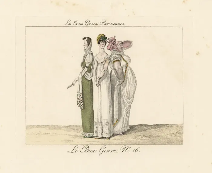 Framed Print : Three Parisian graces, circa 1800 Framed Print : Three Parisian graces, circa 1800