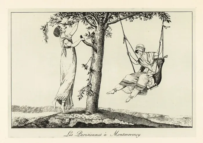 Framed Print : Parisiennes relaxing on a swing under a tree at Montmorency Framed Print : Parisiennes relaxing on a swing under a tree at Montmorency