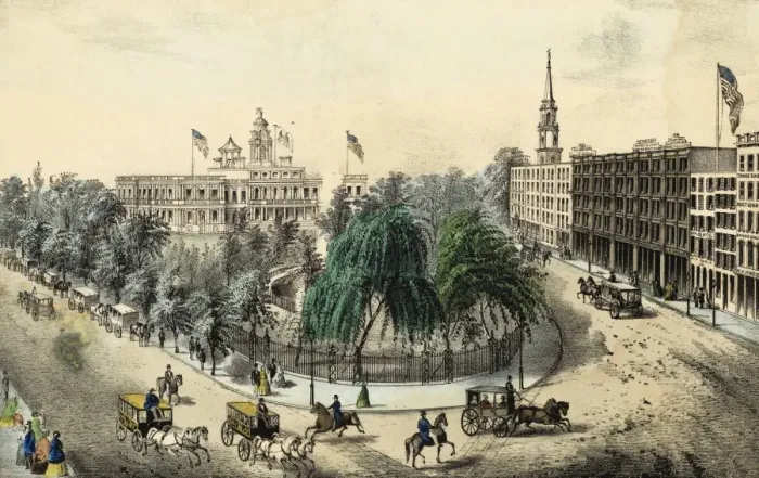 Framed Print : Park, Fountain & City Hall, New York Framed Print : Park, Fountain & City Hall, New York