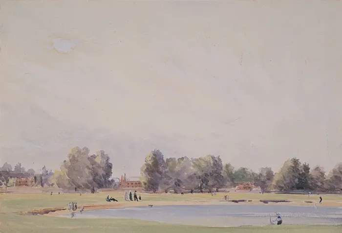 Framed Print : A Park with a Pond