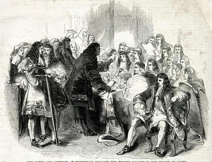 Framed Print : Parliament declares the British throne vacant, 1688 Framed Print : Parliament declares the British throne vacant, 1688
