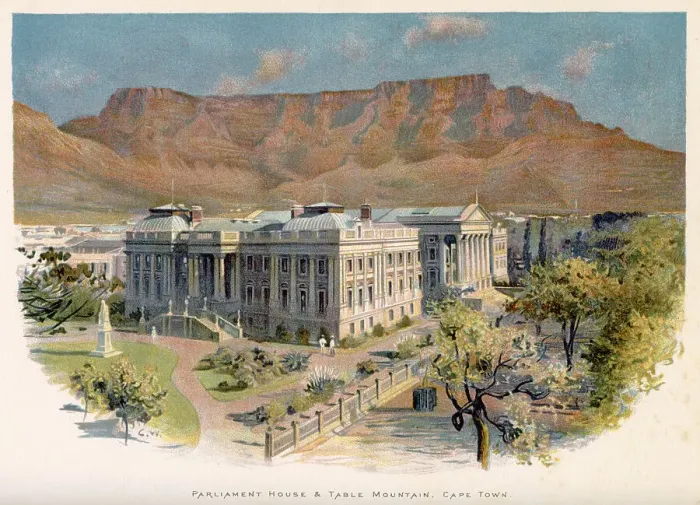 Framed Print : Parliament House at Table Mountain, Cape Town, South Africa. Date: 1875 Framed Print : Parliament House at Table Mountain, Cape Town, South Africa. Date: 1875