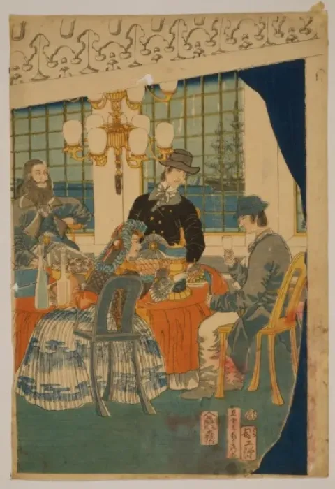 Framed Print : Parlour of a foreign mercantile house in Yokohama Framed Print : Parlour of a foreign mercantile house in Yokohama