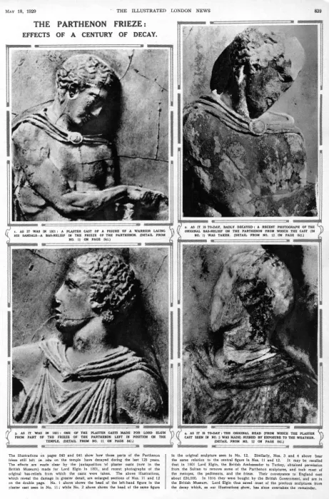 Framed Print : Parthenon frieze, effects of a century of decay Framed Print : Parthenon frieze, effects of a century of decay