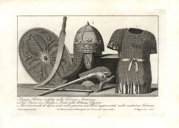 Framed Print : Parthian and Dacian weapons and armour Framed Print : Parthian and Dacian weapons and armour