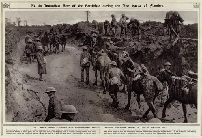 Framed Print : Partly finished battlefield road at Flanders 1917 Framed Print : Partly finished battlefield road at Flanders 1917