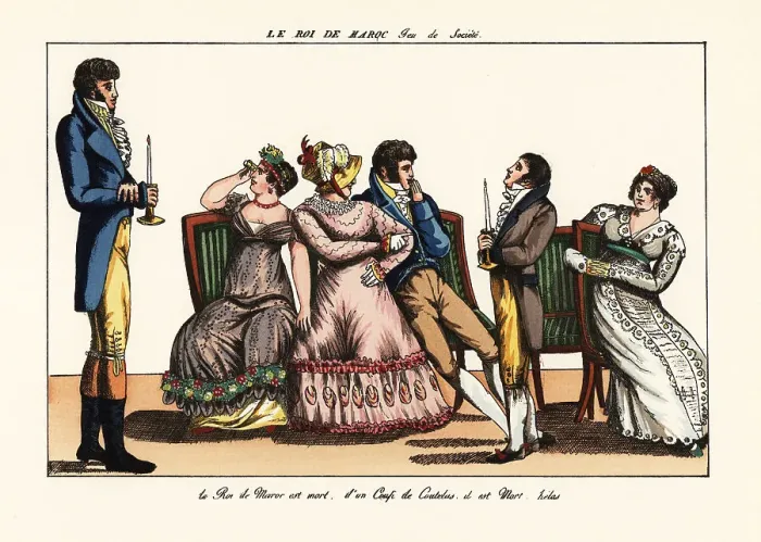 Framed Print : Party goers playing the parlour game of The King of Morocco Framed Print : Party goers playing the parlour game of The King of Morocco