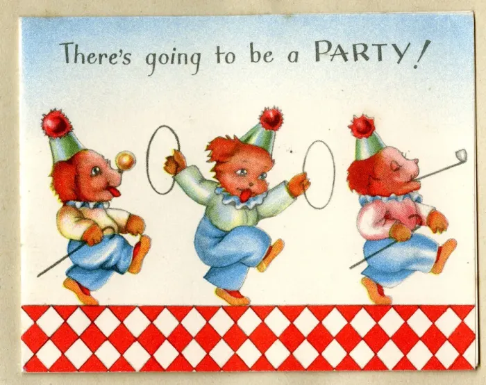 Framed Print : Party Invitation Card, Three Dogs Framed Print : Party Invitation Card, Three Dogs