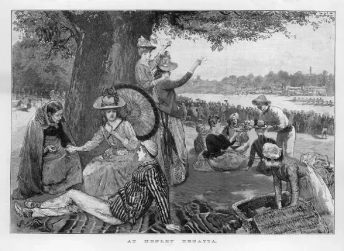 Framed Print : Party of people picnicking at Henley Regatta Framed Print : Party of people picnicking at Henley Regatta
