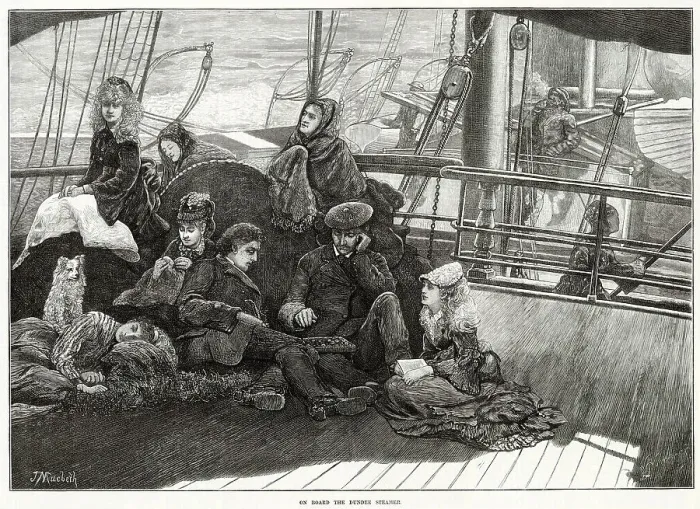 Framed Print : Passagers On Board Dundee Steamer 1873 Framed Print : Passagers On Board Dundee Steamer 1873