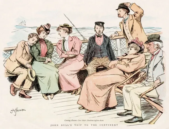 Framed Print : Passengers feeling poorly as the Channel boat pitches... Date: 1897 Framed Print : Passengers feeling poorly as the Channel boat pitches... Date: 1897