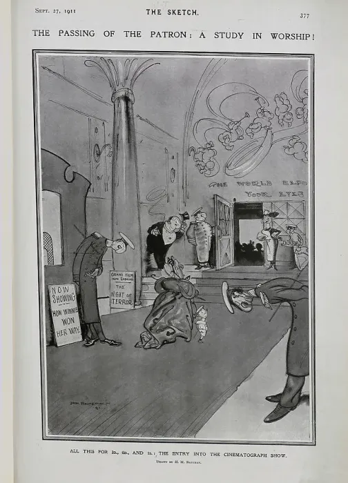 Framed Print : The Passing of the Patron, woman, doormen bowing Framed Print : The Passing of the Patron, woman, doormen bowing