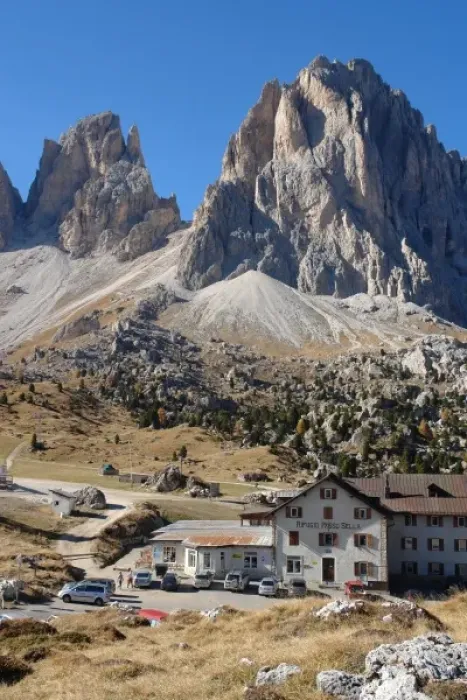 Framed Print : Passo Sella with Hotel Rifugio, Trento, Italy Framed Print : Passo Sella with Hotel Rifugio, Trento, Italy