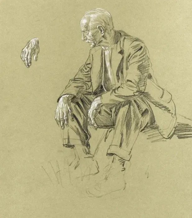 Framed Print : Pastel study of an old man Framed Print : Pastel study of an old man