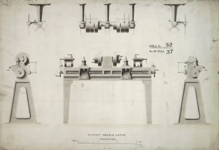 Framed Print : Patent double lathe 5 inch centres Framed Print : Patent double lathe 5 inch centres