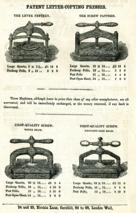 Framed Print : Patent letter-copying presses Framed Print : Patent letter-copying presses