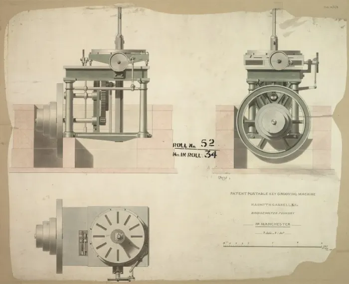 Framed Print : Patent portable key grooving machine, plan Framed Print : Patent portable key grooving machine, plan