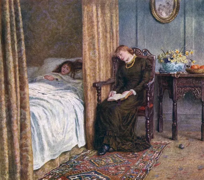 Framed Print : Patient and Mother / 1879 Framed Print : Patient and Mother / 1879