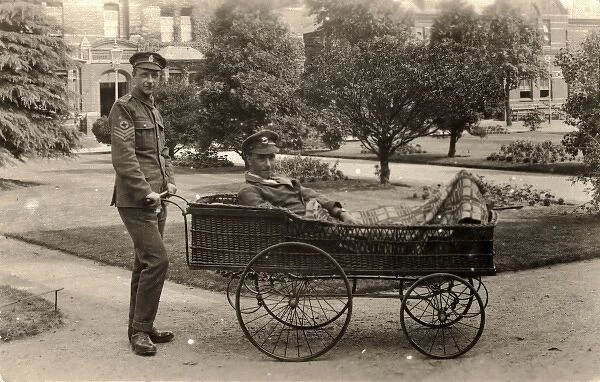 Patient on Trolley at Reading War Hospital, Berkshire