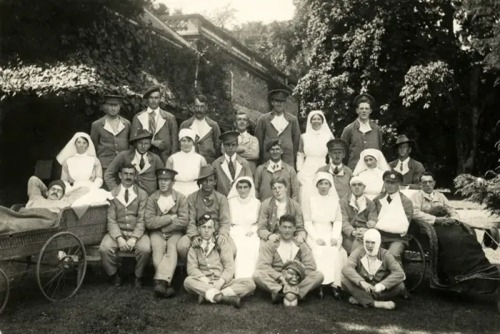 Framed Print : Patients and nurses in garden at Quex Park Framed Print : Patients and nurses in garden at Quex Park