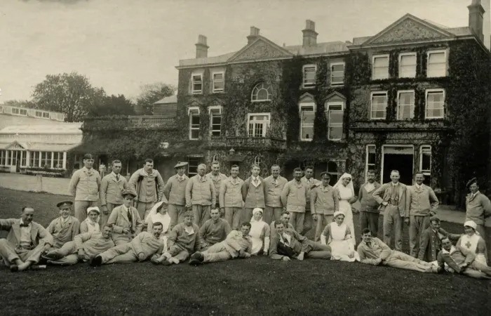 Framed Print : Patients and nurses in front of Quex House Framed Print : Patients and nurses in front of Quex House
