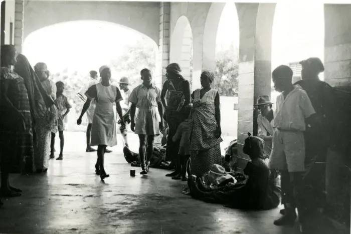 Framed Print : Patients on veranda at the African Hospital, Lagos Framed Print : Patients on veranda at the African Hospital, Lagos