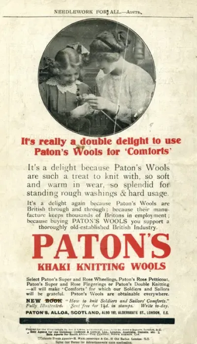 Framed Print : Patons Khaki knitting wools advertisement, WW1 Framed Print : Patons Khaki knitting wools advertisement, WW1