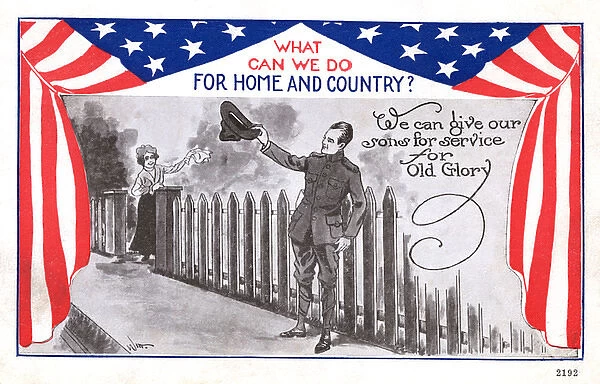 Patriotic Postcard WWI - American - Sending sons to serve