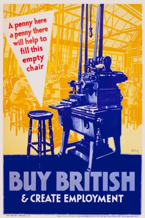 Framed Print : Patriotic poster, Buy British and create employment Framed Print : Patriotic poster, Buy British and create employment