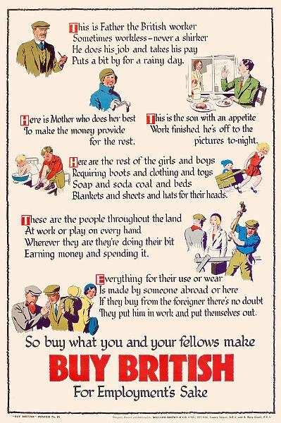 Patriotic poster, Buy British - What you & your fellows make