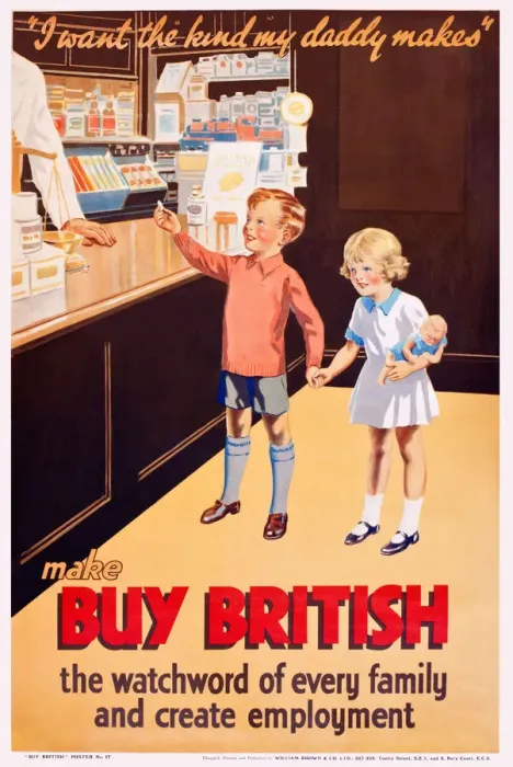 Framed Print : Patriotic poster Buy British - I want the kind my Daddy Made Framed Print : Patriotic poster Buy British - I want the kind my Daddy Made