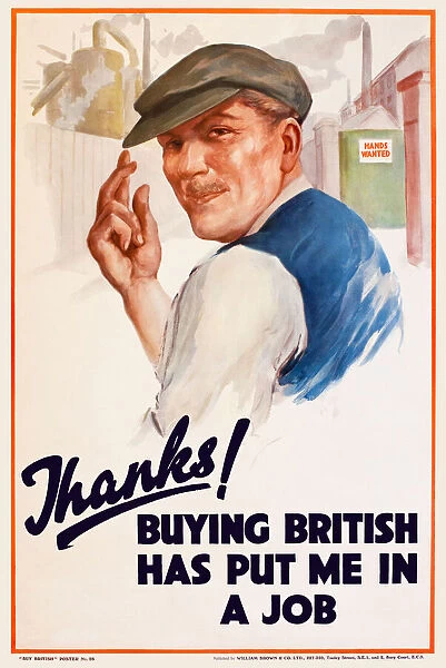 Patriotic poster, Buying British - has put me in a job