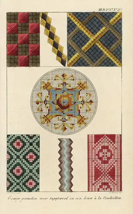 Framed Print : Patterns for tapestry needlework and a Cinderella purse (a la Ce) Framed Print : Patterns for tapestry needlework and a Cinderella purse (a la Ce)