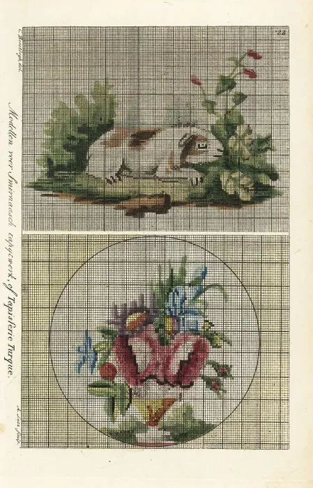Framed Print : Patterns for Turkish tapestry: guinea pig in a garden and bouque