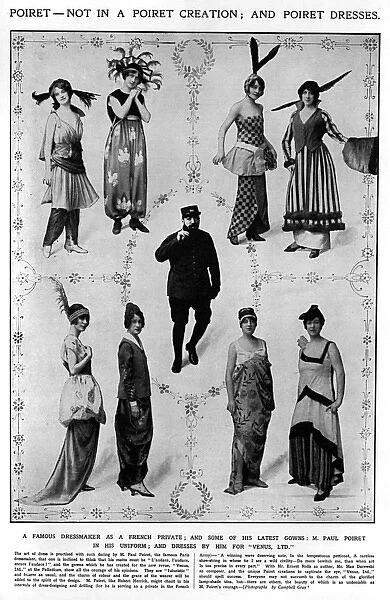 Paul Poiret as a soldier with costumes for Venus Ltd, WW1