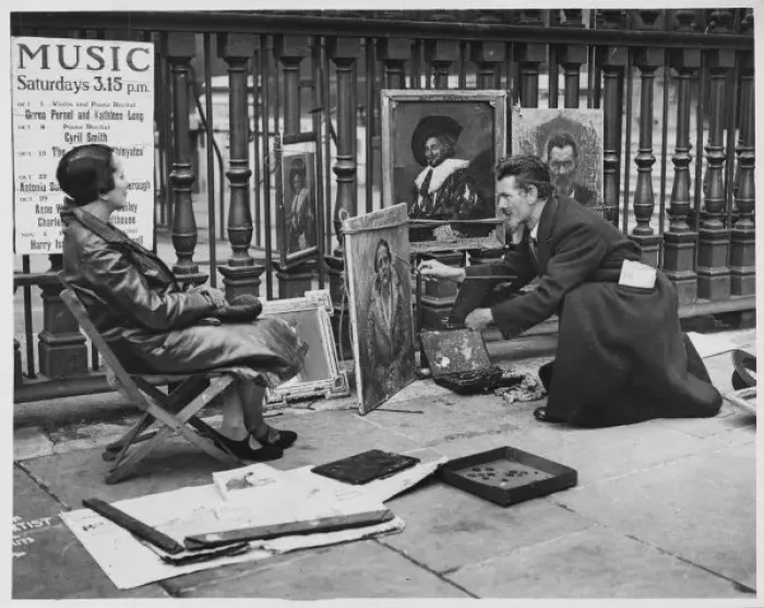 Framed Print : Pavement Artist London Framed Print : Pavement Artist London