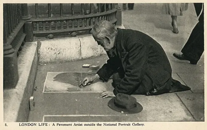 Framed Print : A pavement artist - outside the National Portrait Gallery Framed Print : A pavement artist - outside the National Portrait Gallery