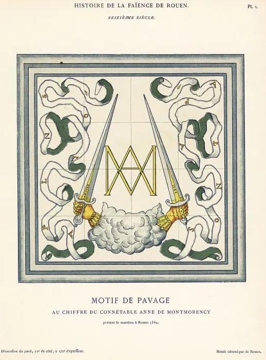 Framed Print : Paving tile with the initials of Constable Anne de Montmorency Framed Print : Paving tile with the initials of Constable Anne de Montmorency