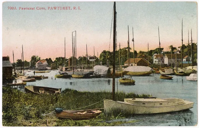Framed Print : Pawtuxet Cove and Marina, Pawtuxet, Rhode Island, USA - nine miles south of Pawtucket. Date: circa 1908 Framed Print : Pawtuxet Cove and Marina, Pawtuxet, Rhode Island, USA - nine miles south of Pawtucket. Date: circa 1908