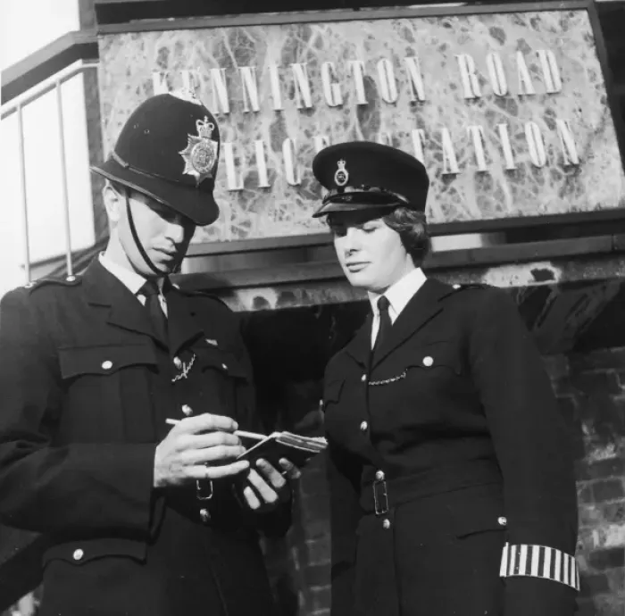 Framed Print : PC and WPC outside Kennington Road station Framed Print : PC and WPC outside Kennington Road station