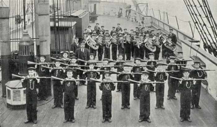 Framed Print : PE and Band, Training Ship Wellesley, North Shields Framed Print : PE and Band, Training Ship Wellesley, North Shields