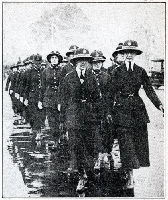 Framed Print : Peace Day Celebrations - Female Police in uniform WWI Framed Print : Peace Day Celebrations - Female Police in uniform WWI