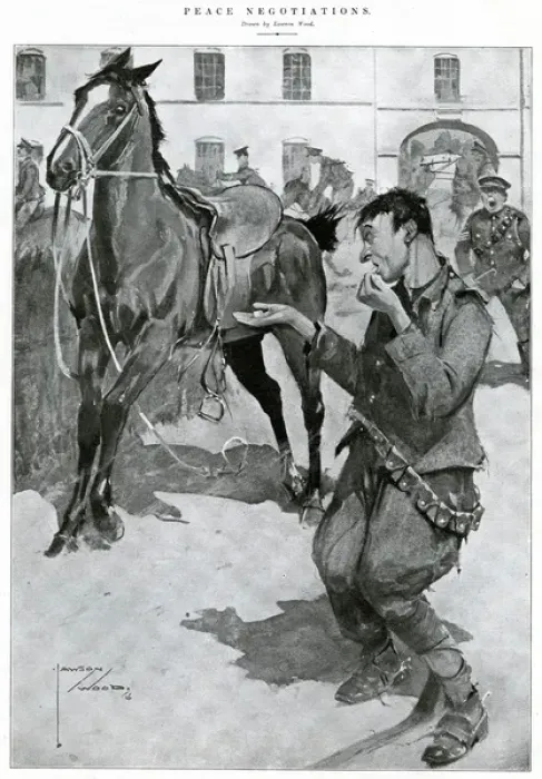 Framed Print : Peace Negotiations by Lawson Wood WW1 horses Framed Print : Peace Negotiations by Lawson Wood WW1 horses