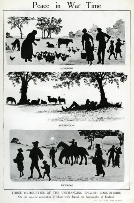 Framed Print : Peace in wartime, rural silhouettes, WW1 Framed Print : Peace in wartime, rural silhouettes, WW1