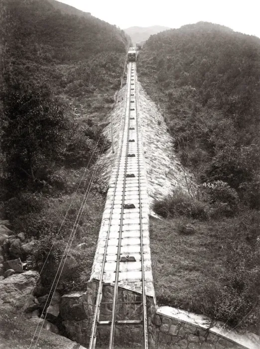 Framed Print : Peak tram, funicular railway, Hong Kong, c. 1890 s Framed Print : Peak tram, funicular railway, Hong Kong, c. 1890 s