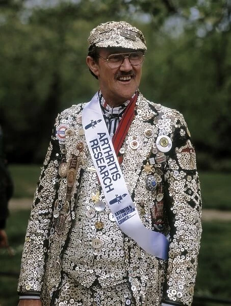 Pearly King collecting for Arthritis Research charity