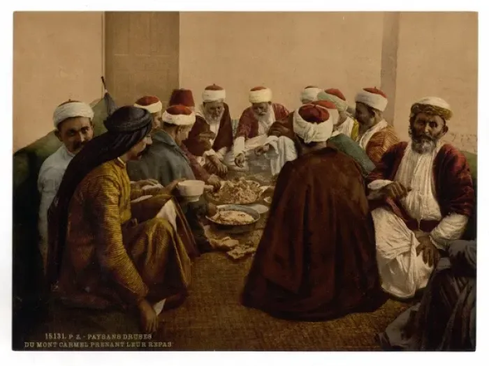 Framed Print : Peasant Druses, (i. e. Druzes) of Mount Carmel taking a meal Framed Print : Peasant Druses, (i. e. Druzes) of Mount Carmel taking a meal