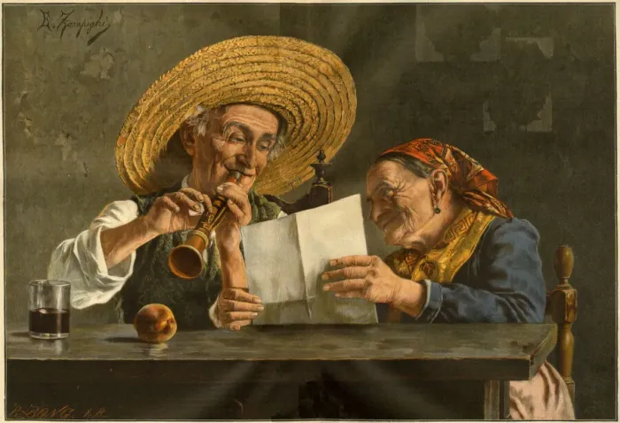 Framed Print : Peasant man and woman, Italy Framed Print : Peasant man and woman, Italy